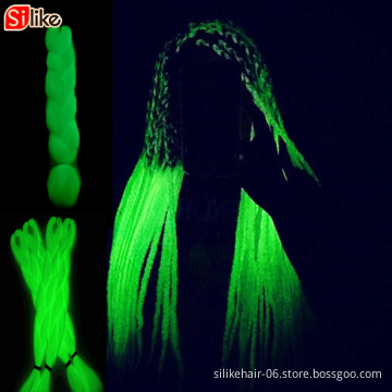Wholesale  high quality raw material ombre jumbo braid  24inch 100g 10colors  glowing synthetic hair extension synthetic hair